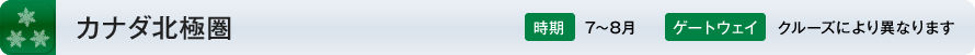 カナダ北極圏 時期:7～8月 ゲートウェイ:クルーズにより異なります