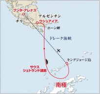 ドレーク海峡を飛行機で横断する南極クルーズ●往路は客船、復路は航空機