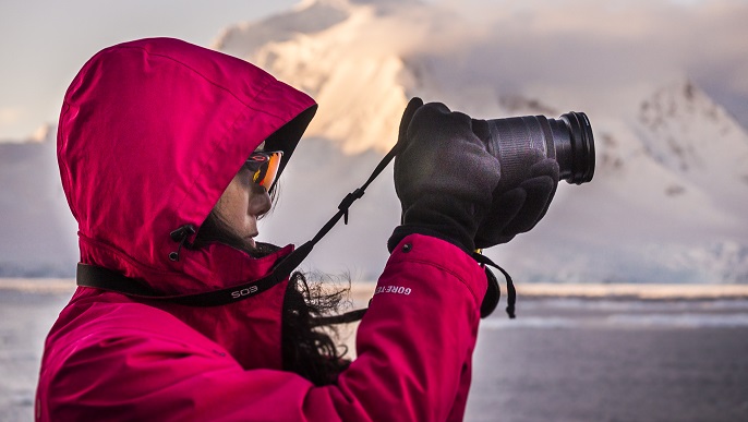 南極での写真撮影