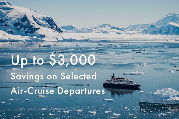 ドレーク海峡を飛行機で横断する南極クルーズ　最大3,000ドル割引！